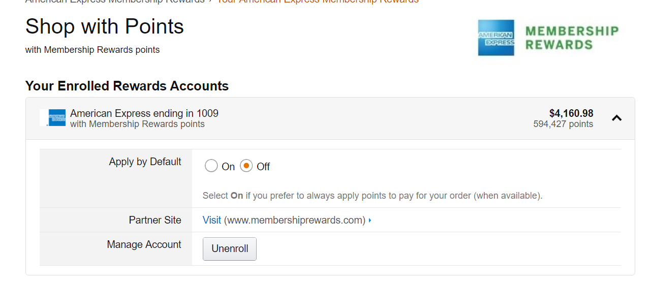 登录后可以看到可以enroll这个amex pay with points的卡,如果没有的