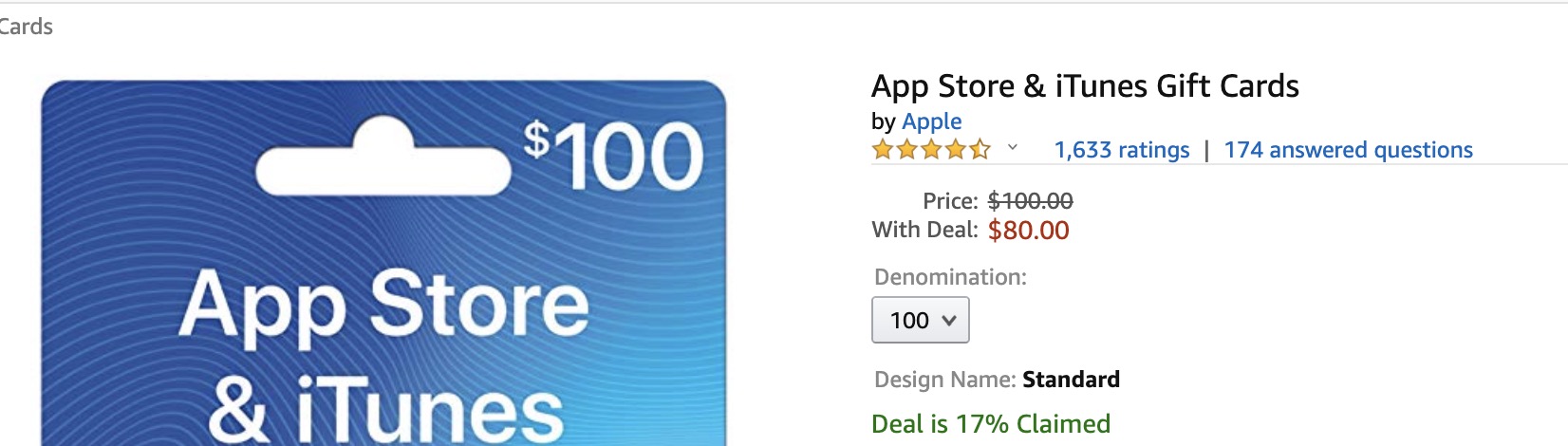 itunes gc $100 for $80