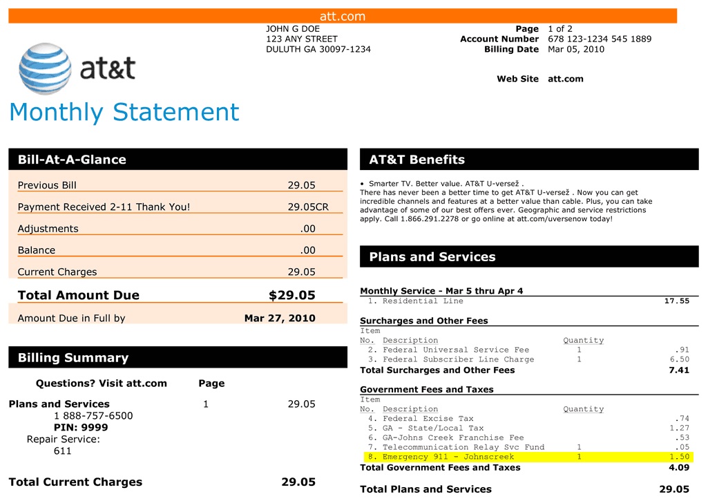 att wireless bill