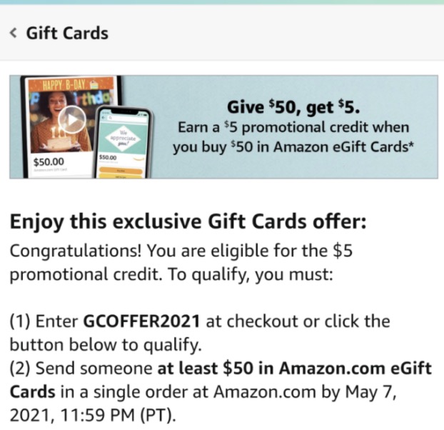 Target Offer, Amazon Gift Card 买 $50 返 $5 - 美国信用卡 101